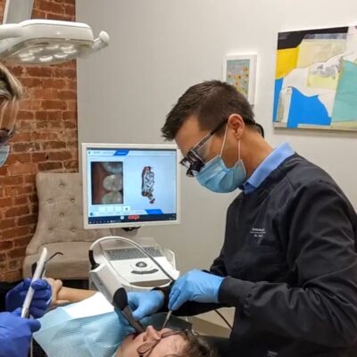 dentist performing restorative dentistry